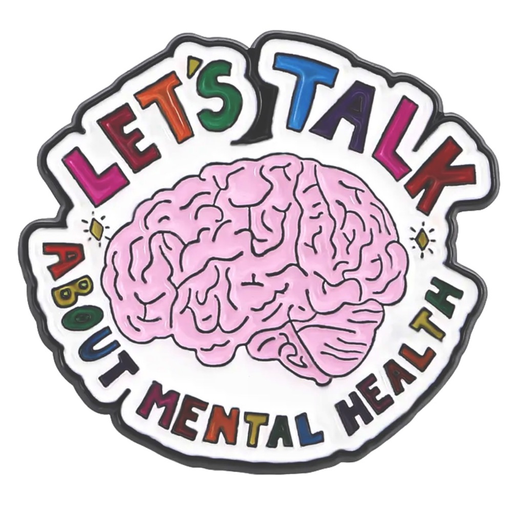 Let’s Talk Mental Health Enamel Pin Anxiety Awareness Brain Psych Therapy Brooch